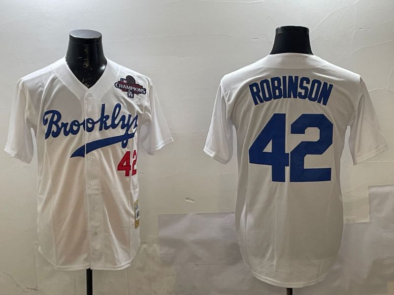 Men Los Angeles Dodgers #42 Robinson White Throwback Game 2025 Nike MLB Jersey style 2
